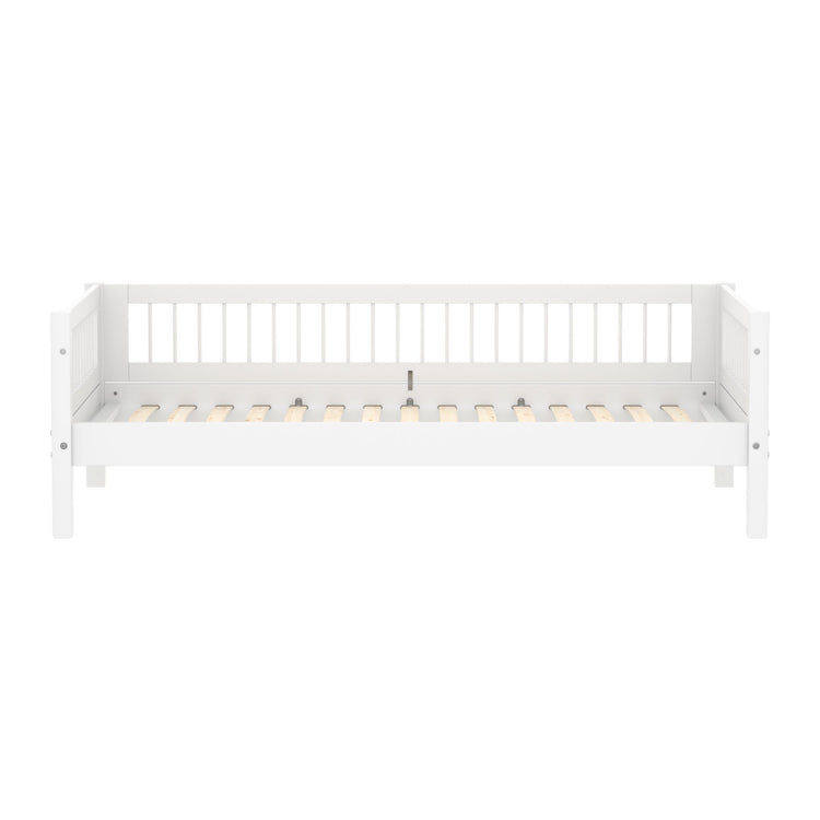 Single Bed with Crossbars and Safety Rail, 90x200 cm, White
