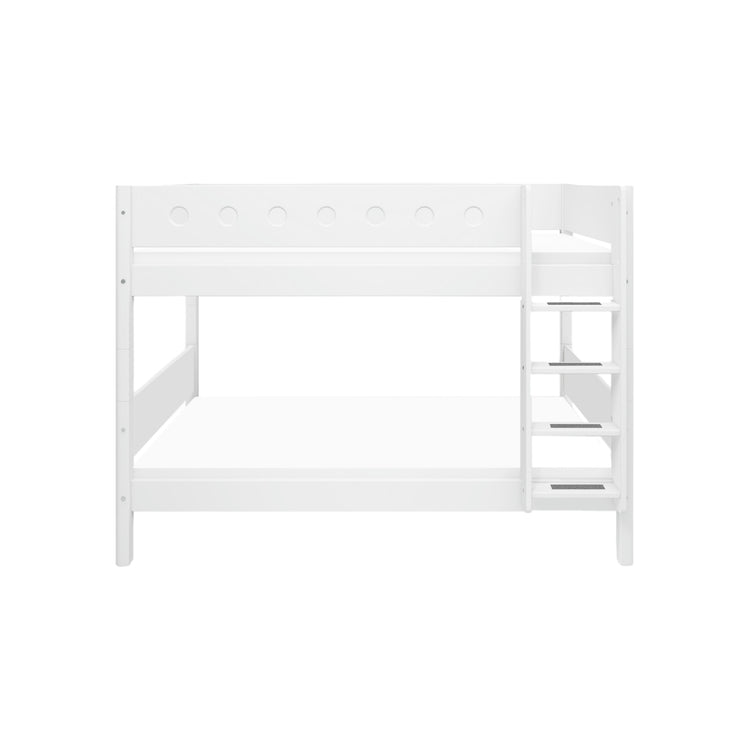 Flexa. White bunk bed with straight ladder - 210cm - White