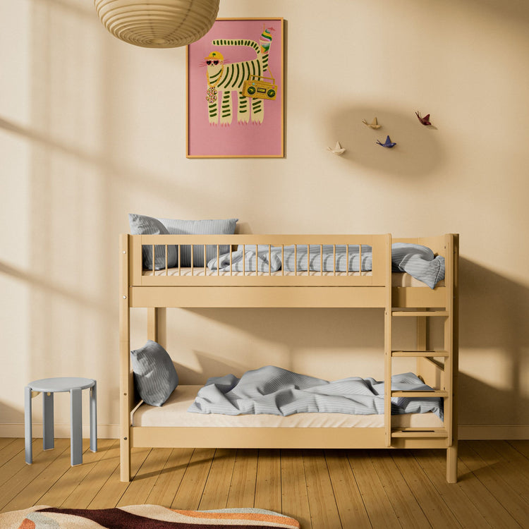 Flexa. White Sand Bunk bed with straight ladder