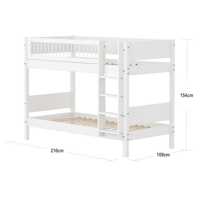 Flexa. Bunk bed F.Wht. MDF 200x90  Safety rail w Crossbars F.Wht.