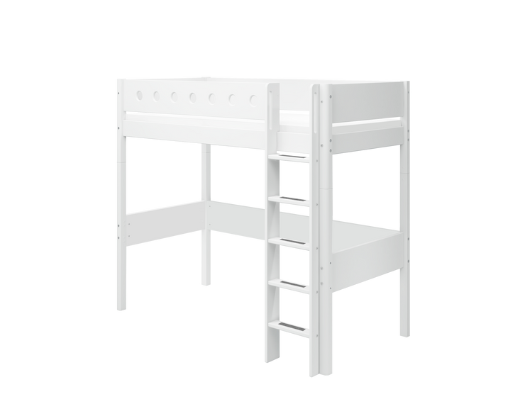 Flexa. Κρεβάτι ψηλό White με κάθετη σκάλα - 210εκ - Λευκό/ λευκό