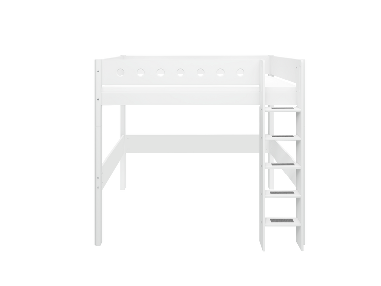 Flexa. Κρεβάτι ψηλό White με κάθετη σκάλα - 210εκ - Λευκό/ λευκό