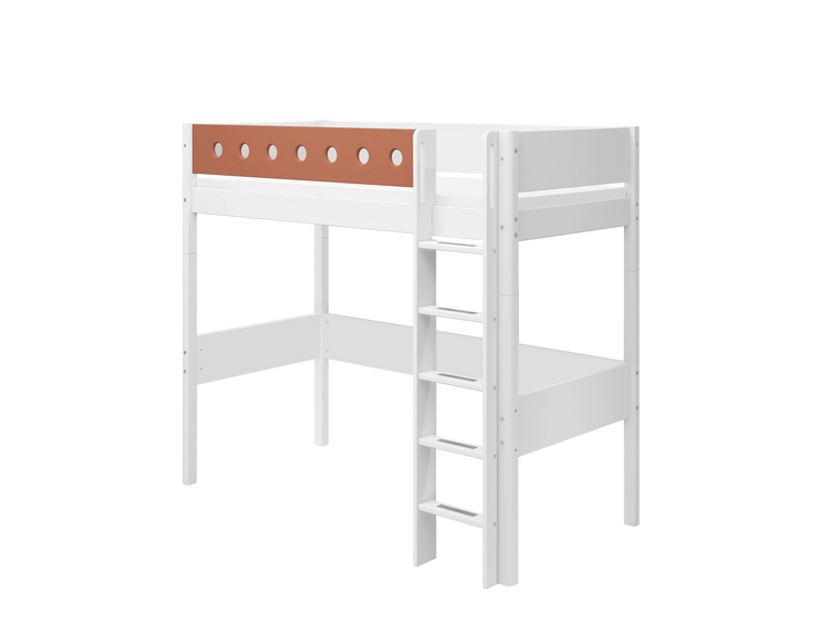 Flexa. Κρεβάτι ψηλό White με κάθετη σκάλα - 210εκ - Λευκό/ blush