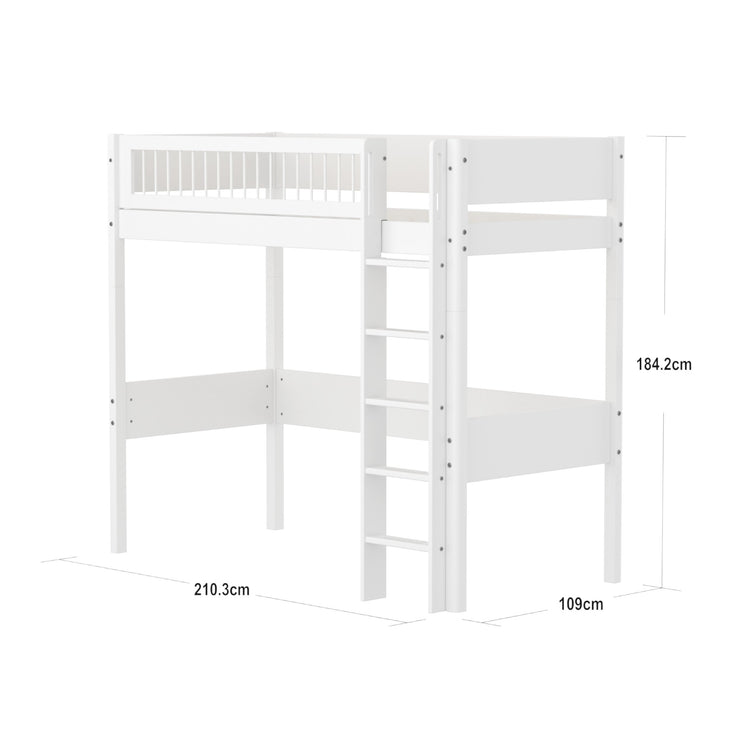 Flexa. High sleeper F.Wht. MDF 200x90cm Leg F.Wht. Crossbars F.Wht.