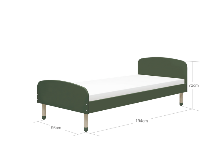 Flexa. Single bed Dots - 194cm - Dark green