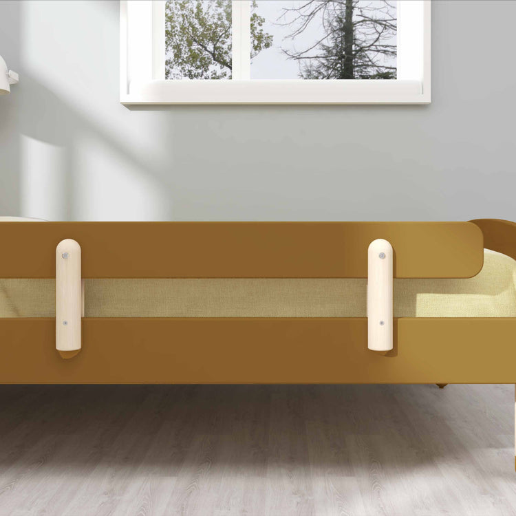 Flexa. Single bed Dots with safety rail - 204cm - Mustard