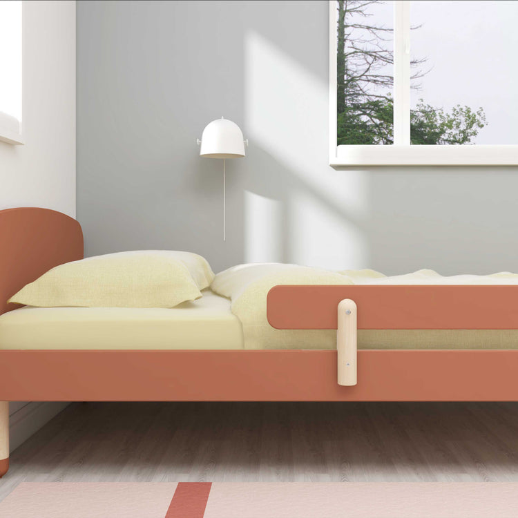 Flexa. Single bed Dots with safety rail - 204cm - Blush