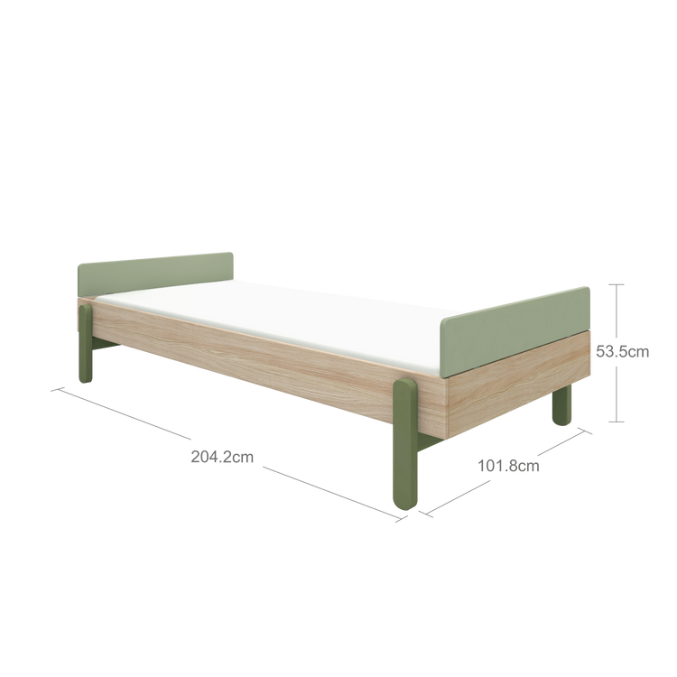 Flexa. Popsicle single bed with head and foot board - Oak / Kiwi