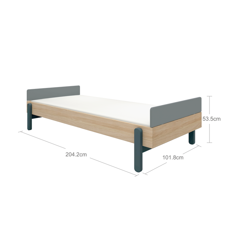 Flexa. Popsicle single bed with head and foot board - Oak / Blueberry