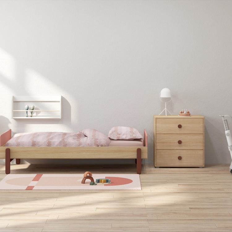Flexa. Popsicle single bed with head and foot board - Oak / Cherry