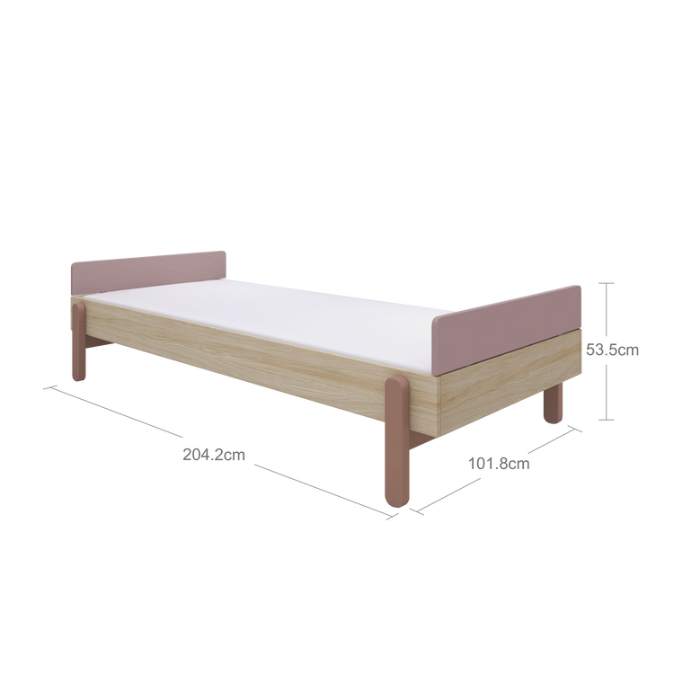 Flexa. Κρεβάτι με χαμηλά κεφαλάρια Popsicle - Δρυς /αποχρώσεις ροζ