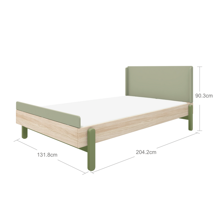 Flexa. Κρεβάτι ημίδιπλο Popsicle - 130εκ - Δρυς /αποχρώσεις πράσινου