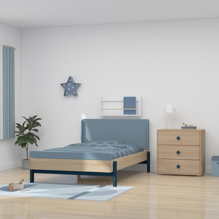 Flexa. Κρεβάτι ημίδιπλο Popsicle - 130εκ - Δρυς /αποχρώσεις μπλε