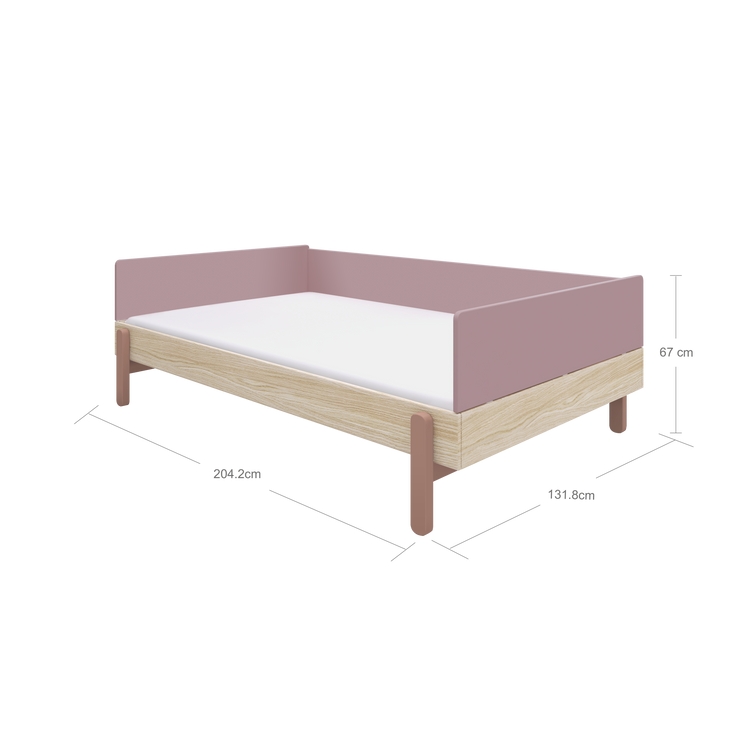 Flexa. Κρεβάτι καναπές ημίδιπλο Popsicle - 130εκ - Δρυς /αποχρώσεις ροζ