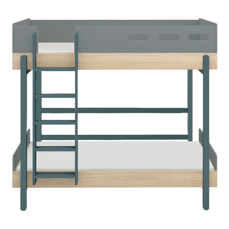 Flexa. Popsicle high bunk bed with straight ladder - Oak / Blueberry
