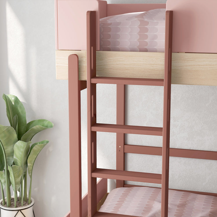 Flexa. Popsicle high bunk bed with straight ladder - Oak / Cherry