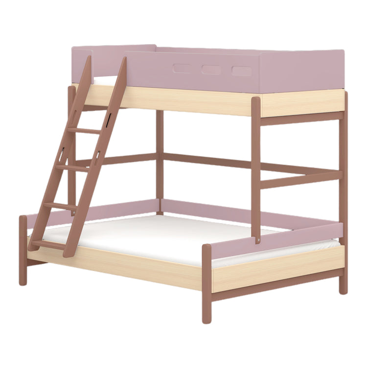 Flexa. Κουκέτα ψηλή Popsicle με 150εκ κρεβάτι στο κάτω μέρος - Δρυς /αποχρώσεις ροζ