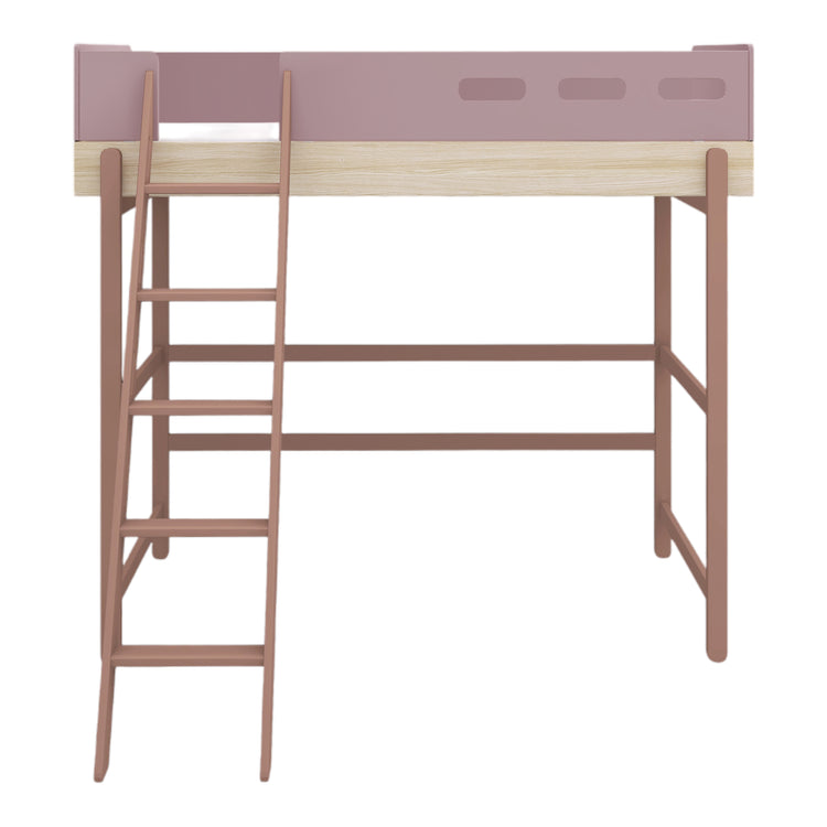 Flexa. Κρεβάτι ψηλό Popsicle με κεκλιμένη σκάλα - Δρυς /αποχρώσεις ροζ