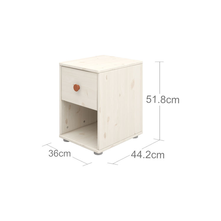 Flexa. Classic chest with 1 drawer with blush knobs - White washed