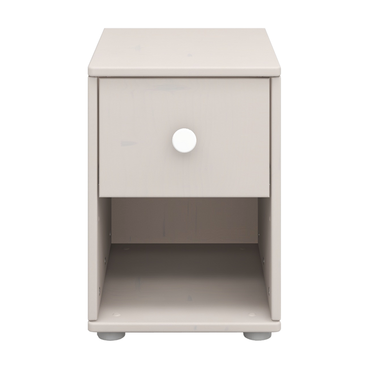 Flexa. Classic chest with 1 drawer with white knobs - Grey washed