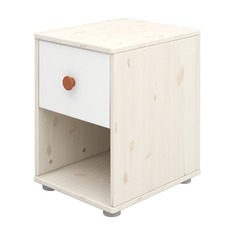 Flexa. Classic chest with 1 drawer with blush knobs - White washed