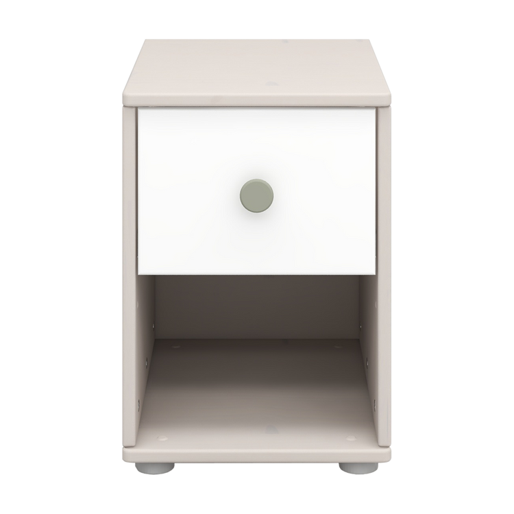 Flexa. Classic chest with 1 drawer with natural green knobs - Grey washed
