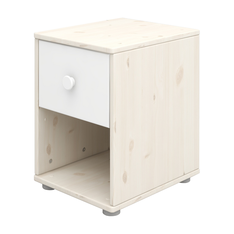 Flexa. Classic chest with 1 drawer with white knobs - White washed
