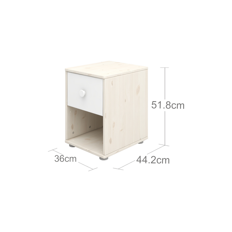 Flexa. Classic chest with 1 drawer with white knobs - White washed