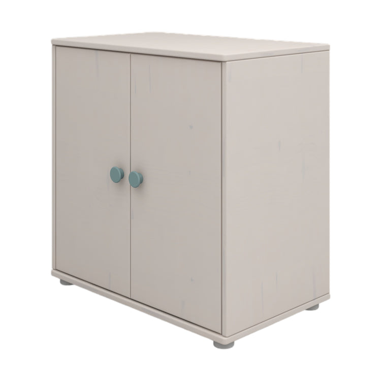 Flexa. Classic cupboard with light teal knobs  - Grey washed
