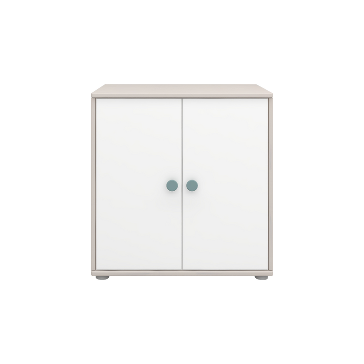 Flexa. Classic cupboard with light teal knobs  - Grey washed