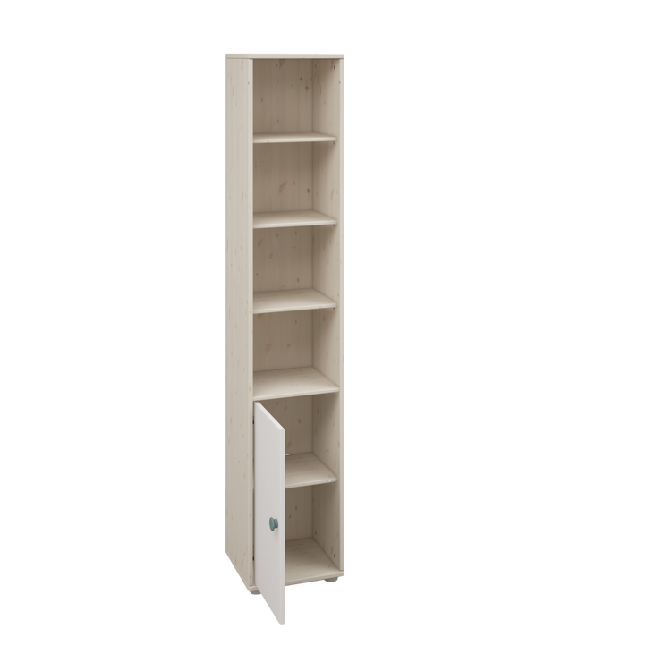 Flexa. Classic high shelf unit with light teal knobs - White washed
