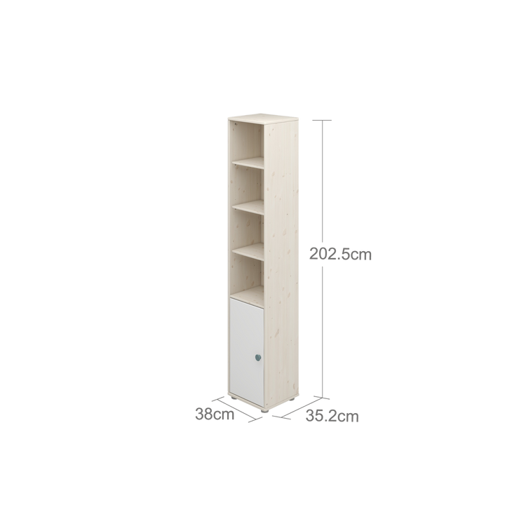 Flexa. Classic high shelf unit with light teal knobs - White washed
