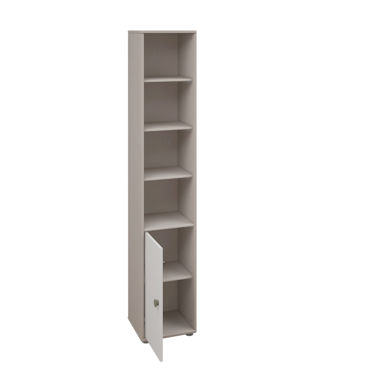Flexa. Classic high shelf unit with natural green knobs - Grey washed