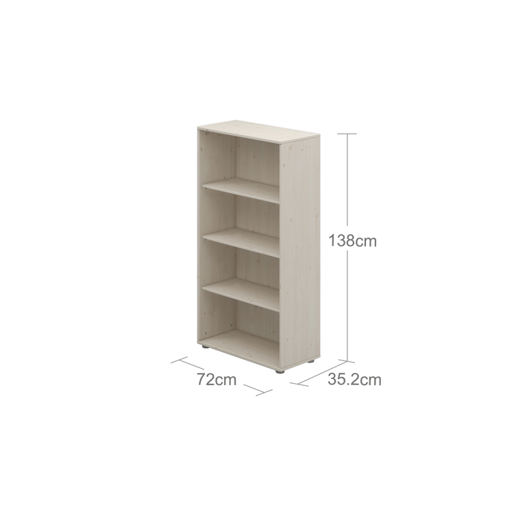 Flexa. Classic bookcase with three compartments shelves - White washed