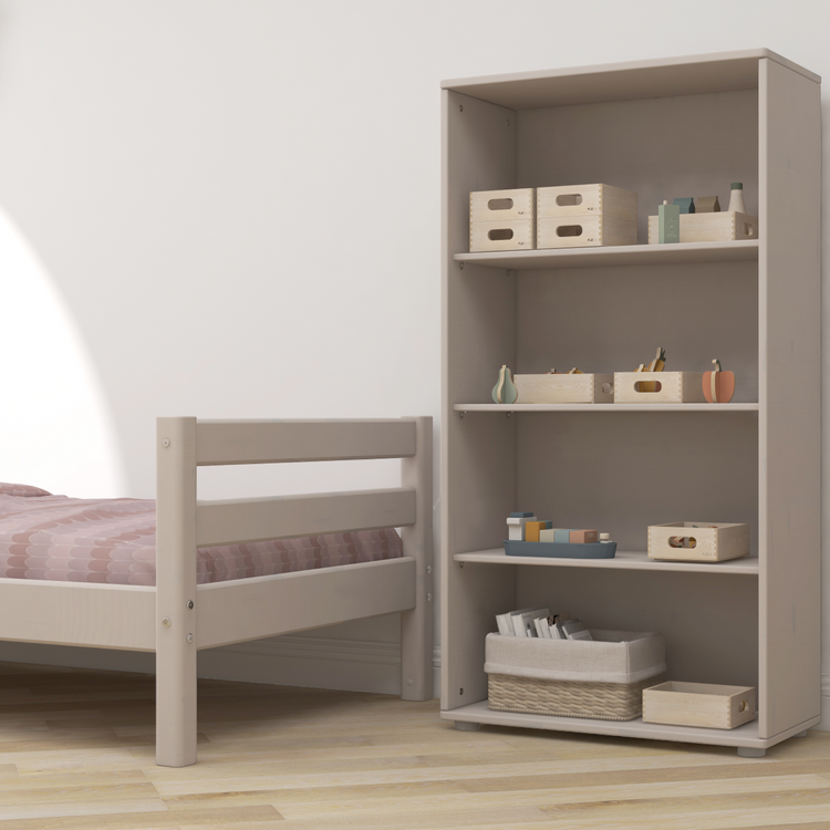 Flexa. Classic bookcase with three compartments shelves - Grey washed