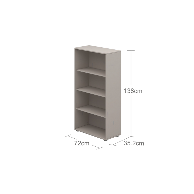 Flexa. Classic bookcase with three compartments shelves - Grey washed