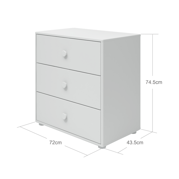 Flexa. Roomie chest with three drawer, white knobs  - White