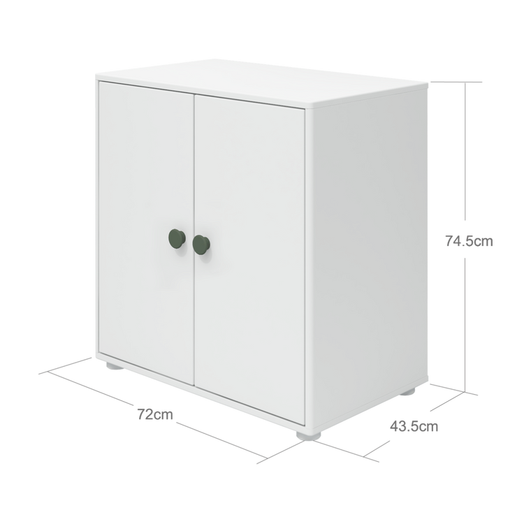 Flexa. Roomie cupboard with deep green knobs - White