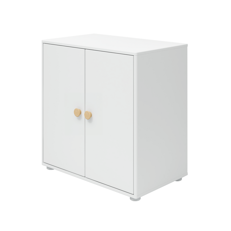 Flexa. Roomie cupboard with wooden knobs - White / Natural