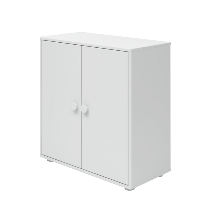 Flexa. Roomie mini bookcase with two doors and white knobs - White