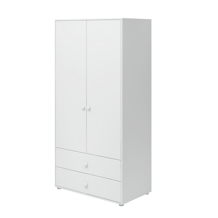 Flexa. Roomie wardrobe with extra high and white knobs - White