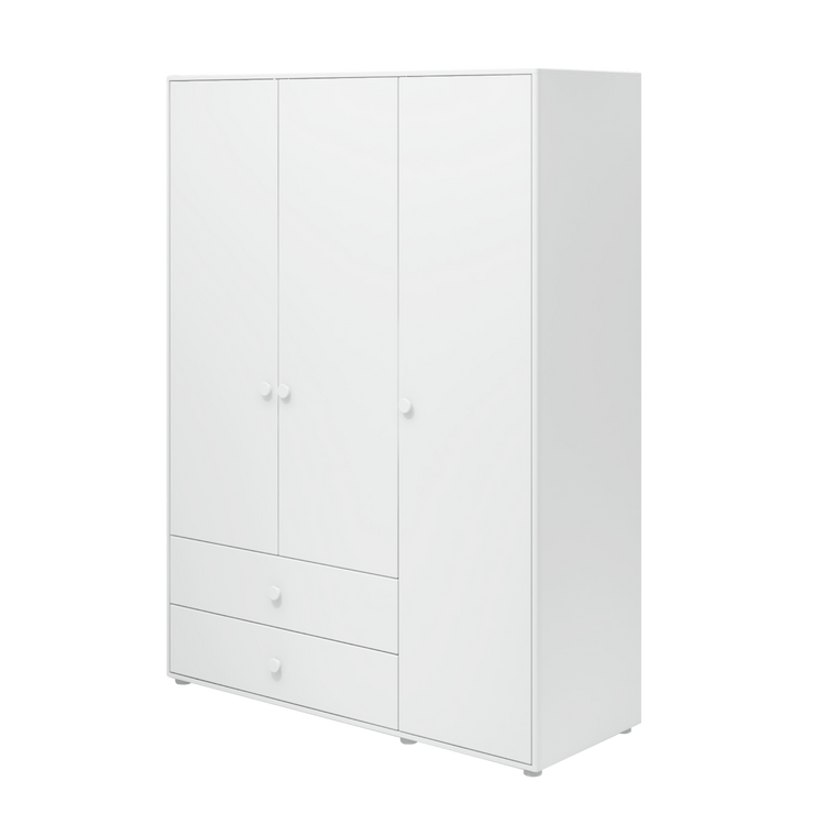 Flexa. Roomie wardrobe with extra high and white knobs - White