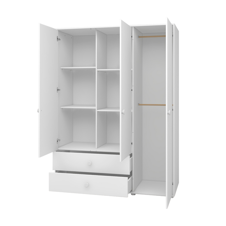 Flexa. Roomie wardrobe with extra high and white knobs - White