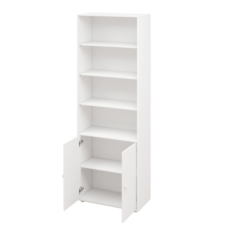 Flexa. Roomie maxi bookcase with two doors and white knobs - White
