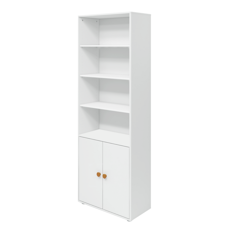 Flexa. Roomie maxi bookcase with two doors and mustard knobs - White