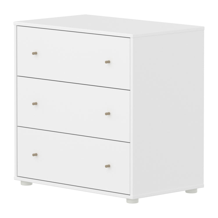 SAGA Chest with 3 drawer. White, Oat knobs .
