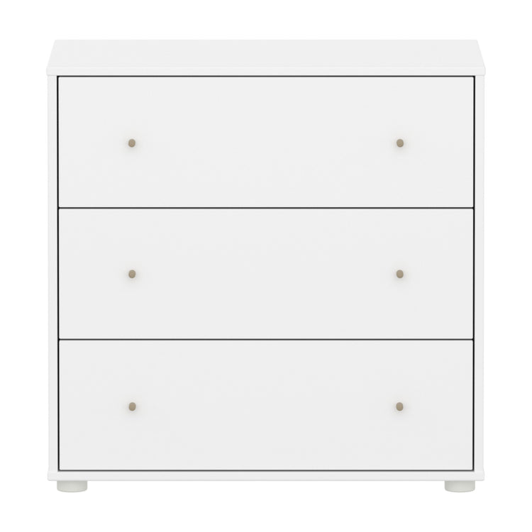 SAGA Chest with 3 drawer. White, Oat knobs .