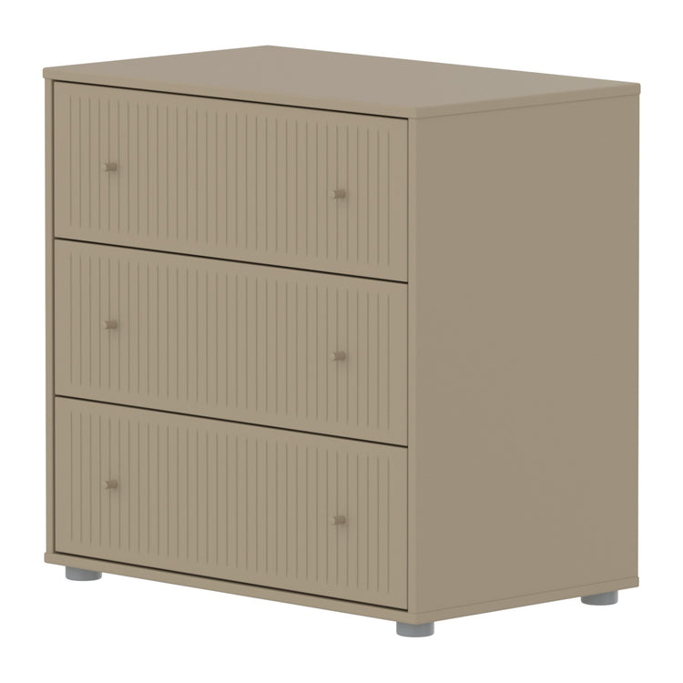 SAGA Chest with 3 drawer. Fronts with grooves. Oat, Oat knobs .
