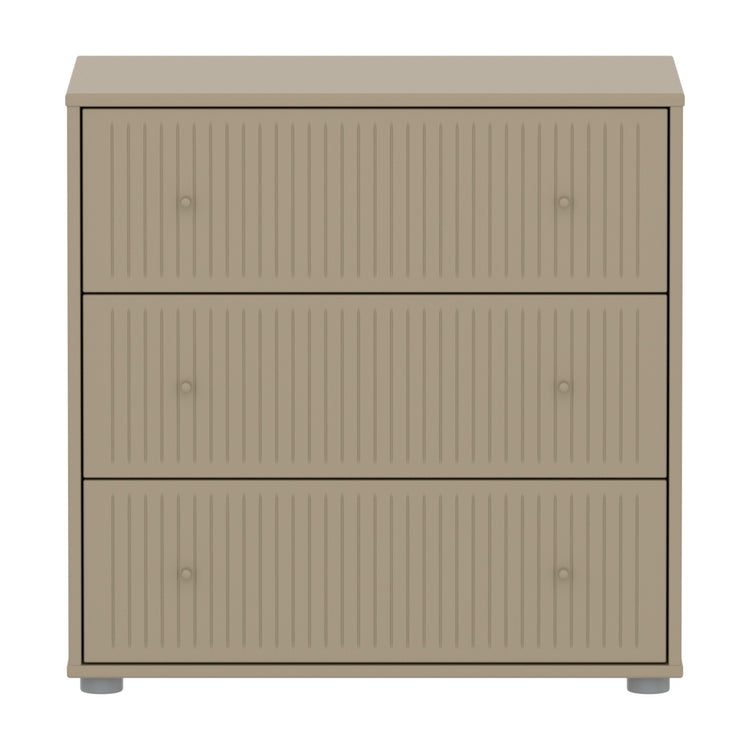 SAGA Chest with 3 drawer. Fronts with grooves. Oat, Oat knobs .