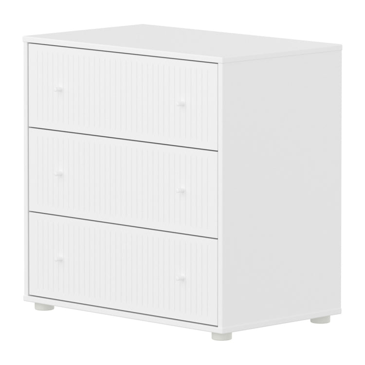 SAGA Chest with 3 drawer. Fronts with grooves. White, white knobs .